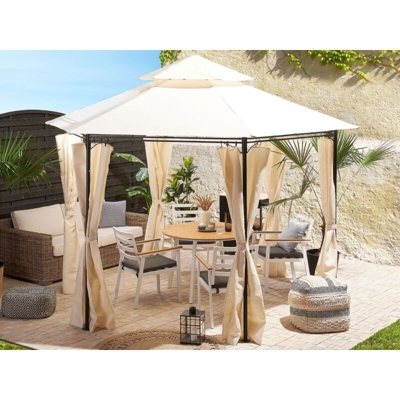 Gazebo in acciaio e tessuto beige Ø350 cm PORTEL