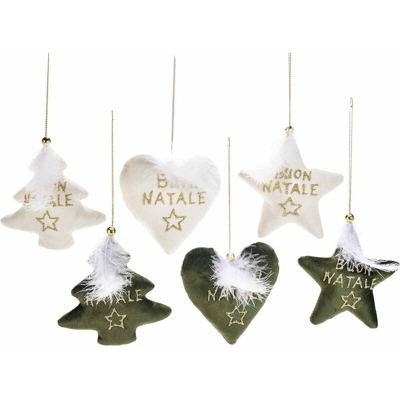 Set 12 decorazioni per albero di Natale in stoffa imbottita figure assortite