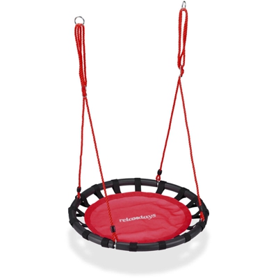 Altalena da Giardino a Nido, per Bambini e Adulti, Regolabile, Ø 80 cm, Portata Max. 100 kg, Rosso