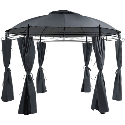 Gazebo in acciaio e tessuto grigio Ø368 cm SAFARA