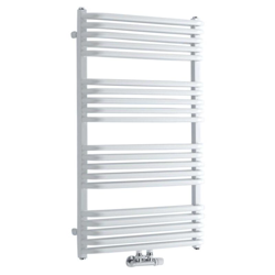 Hudson Reed Arch Scaldasalviette di Design Verticale - Termoarredo Bagno con Barre a "D" - Acciaio Bianco - 1157W - 1000 x 600mm - Riscaldamento ad en oferta
