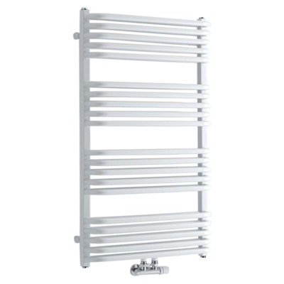 Hudson Reed Arch Scaldasalviette di Design Verticale - Termoarredo Bagno con Barre a "D" - Acciaio Bianco - 1157W - 1000 x 600mm - Riscaldamento ad