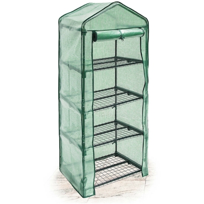 Serra Vivaio per Giardinaggio, 4 Ripiani, HLP 158x70x50 cm, Accessorio Giardinaggio sul Balcone, Verde