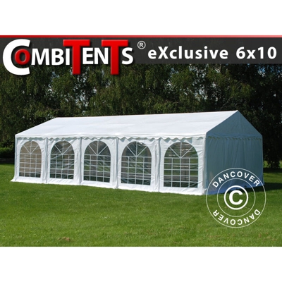 Tendone gazebo per feste, Exclusive CombiTents® 6x10m, 3 in 1, Bianco