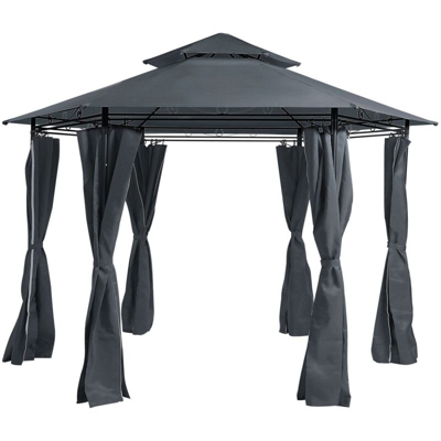 Gazebo in acciaio e tessuto grigio Ø350 cm PORTEL