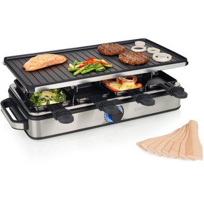 Princess Griglia per Raclette per 8 Persone Deluxe 1400 W - Argento