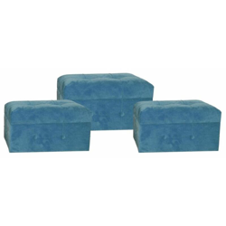 Poggiapiedi Azzurro Poliestere Legno MDF (3 pcs) - Dkd Home Decor en oferta