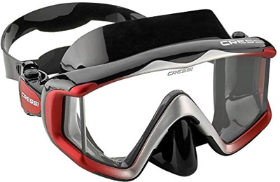 Cressi Liberty 3, Maschera per Immersioni, Apnea e Snorkeling, Disponibile in Versione Due/Tre Vetri Unisex Adulto, Nero/Rosso/Silver, Taglia Unica