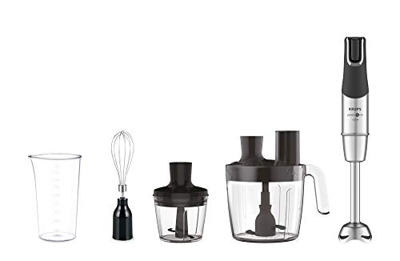 Krups InfinyForce Pro HZ95JD - Frullatore a immersione, 1200 Watt, lame Powelix Life, con bicchiere da 800 ml, tritatutto, frusta e processore Food co