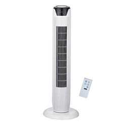 ANSIO Ventilatore a torre oscillante con telecomando e 3 impostazioni di velocità e di vento, con cavo lungo 1,75 m.36 pollici - Bianca (batterie non  en oferta