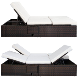 Casaria Lettino da Sole in Poly Rattan Lettino per 2 Persone Schienali inclinabili in 5 posizioni con cuscino da 7cm di spessore 193x116cm marrone precio