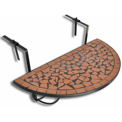 Mosaico Balcone tabella d'attaccatura semicircolare Terracotta