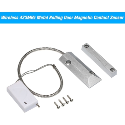 Wireless 433MHz Porta avvolgibile in metallo Sensore di contatto magnetico Interruttore Porta finestra Rivelatore aperto Normale Chiudi Tipo per