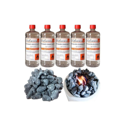 Kit di Accessori per Biocamini con Pietre Nere e 5 Lt di Bioetanolo Biofiamma Italiano en oferta