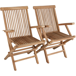SALENTO - Lotto di 2 Sedie da Giardino Pieghevoli con Braccioli in Teak per Tinte Naturali da Esterno - Teak naturale precio