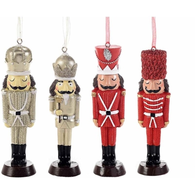 Decorazioni Natalizie da appendere in resina a forma di soldatini schiaccianoci set da 8 pezzi