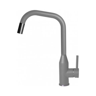 Miscelatore Monocomando con canna girevole e doccetta estraibile Dora Plus 20x38 cm Granitek Colore Grigio Cemento 48
