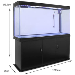 Acquario 300 Litri Con Armadietto Nero E Kit Con Piante E Ghiaia Blu 143cm X 120cm X 39cm características