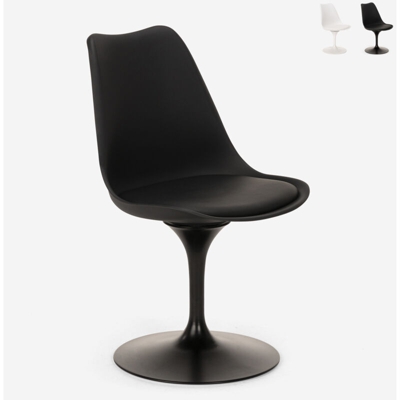 Sedia girevole design tulip cuscino soggiorno ufficio ristorante Lupas | Nero
