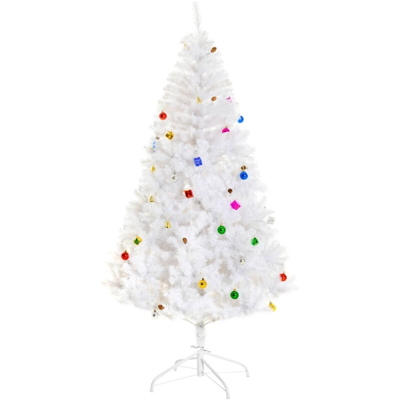 HomCom Albero di Natale 180cm con 930 Rami Addobbato, Bianco