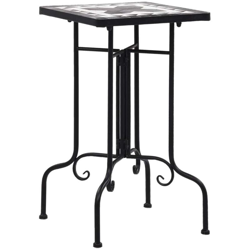 vidaXL Tavolino di Servizio con Mosaico Nero e Bianco in Ceramica - Nero en oferta