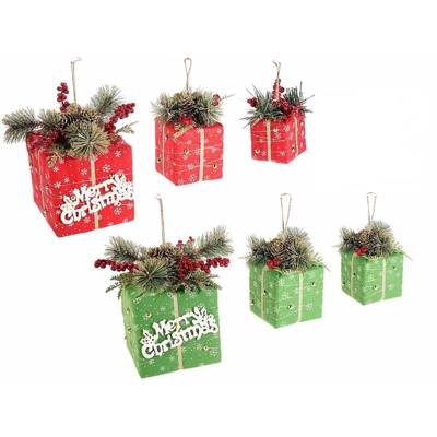 Pacchi regalo da appendere decorazione per albero di Natale set da sei pezzi