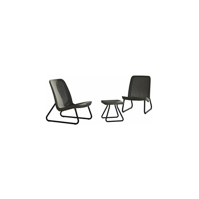 Keter Lounge Rio Patio Set, Set Arredo da Esterno con 2 Sedie e Tavolino, Grafite