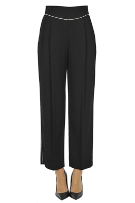 Embellished crepè trousers
