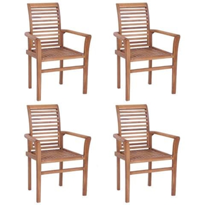 Sedie Da Pranzo Impilabili 4 Pz In Legno Massello Di Teak