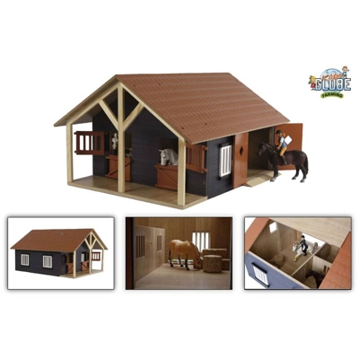 Kids Globe Stalle con 2 Box e 1 Officina 1:24 610167 - Marrone