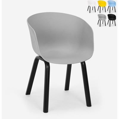Sedia design moderno polipropilene metallo per cucina bar ristorante Senavy | Grigio