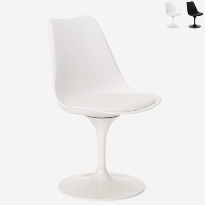 Sedia girevole design tulip cuscino soggiorno ufficio ristorante Lupas | Bianco