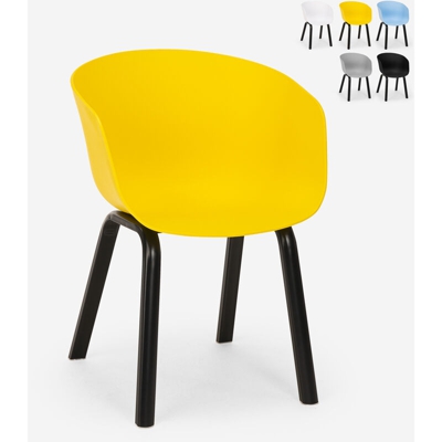 Sedia design moderno polipropilene metallo per cucina bar ristorante Senavy | Giallo