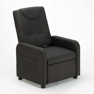Poltrona Relax Reclinabile con Poggiapiedi in Tessuto Anna Design | Colore: Nero
