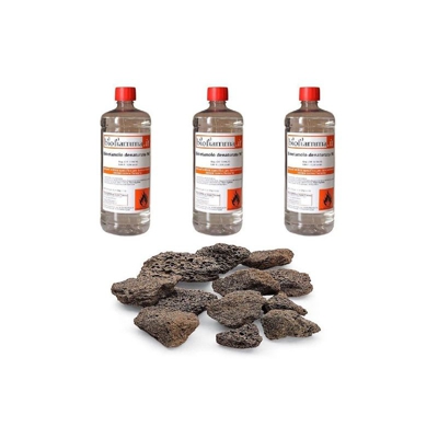 Ottimo Kit per Biocamini a Bioetanolo Con 3 Lt Bioetanolo Italiano e Pietre Laviche Naturali