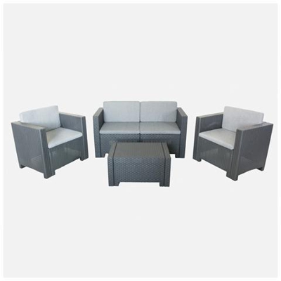 Salotto Giardino 4 Posti Colorado In Polipropilene Rattan Colore Antracite