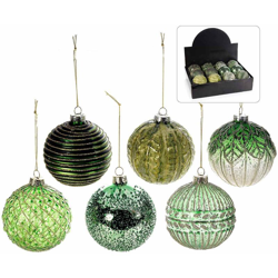 Palline per albero di Natale in vetro decorato con glitter dorati set da 12 pezzi características