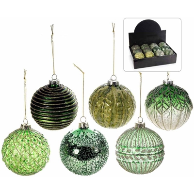 Palline per albero di Natale in vetro decorato con glitter dorati set da 12 pezzi