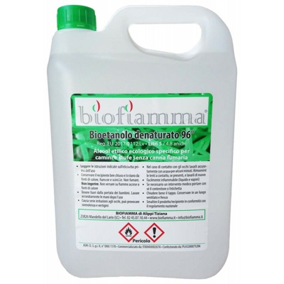 Bioetanolo made in Italy 96% certificato Biofiamma 2 Taniche da 5 Litri