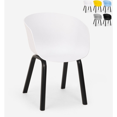 Sedia design moderno polipropilene metallo per cucina bar ristorante Senavy | Bianco