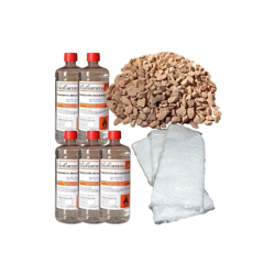 Kit Accessori Completo per Camini con 5 Lt Bioetanolo Italiano, Pietre Rosse Decorative e 3 Fibre Ceramiche precio