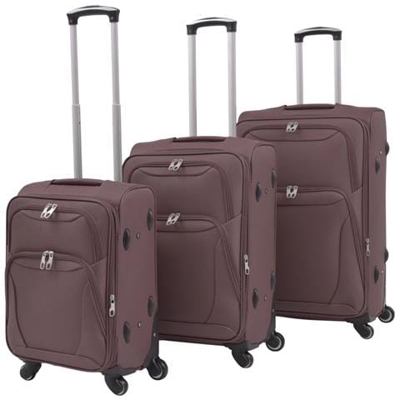 3 Pz Set Di Valigie Trolley Morbide Color Caffè