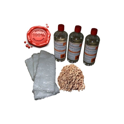 Set di Accessori per Camini a Bioetanolo con 3 Lt Bioetanolo Biofiamma, 3 Fibre Ceramiche e Pietre Rosse Decorative