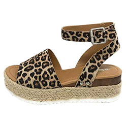 Sandali Donna Estivi Zeppa Espadrillas Bassi Tacco Punta Aperta Fibbia Cinturino alla Caviglia Piattaforma 5.5cm Scarpe Elegant Scarpe Tempo Libero en oferta