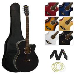 Tiger Piccola Chitarra Acustica, Full Size, Cutaway, Nero (Black) precio