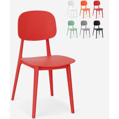 Sedia in polipropilene design moderno per cucina giardino bar ristorante Geer | Rosso