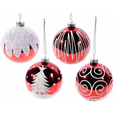 12 palline per albero di Natale in vetro decorato con glitter