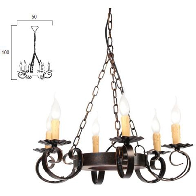 I-252/00500 - Lampadario sospeso dalla forma circolare in legno 40 watt E14