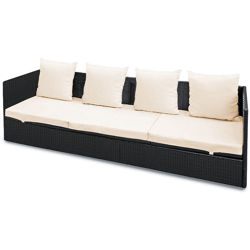 Casaria Divano Lounge 2+1 in Polyrattan Imbottiture spesse 20cm + 4 Cuscini regolabile in 5 altezze Resistente ai raggi UV e agli Agenti Atmosferici en oferta