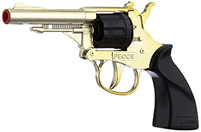 Villa Giocattoli 1550 Pecos - Pistola in Metallo 8 Colpi, Colore Oro, Lunghezza 17 cm